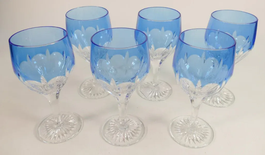 6 copas de vino, cristal azul, De Lamerie - Imagen 2