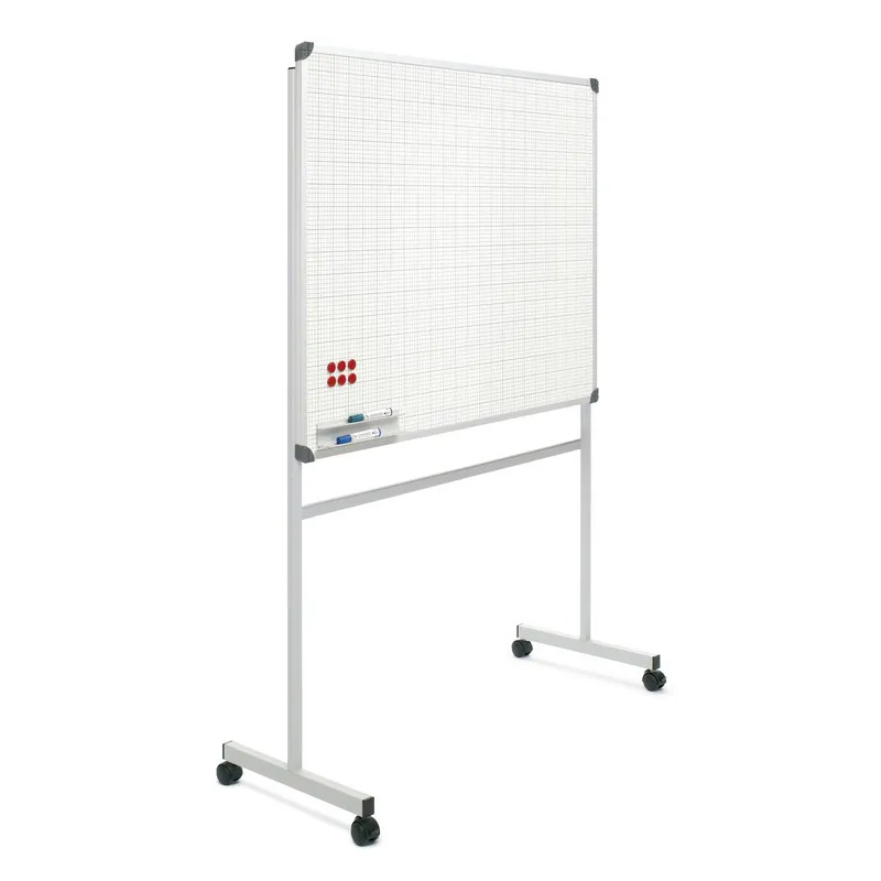 Pizarra de Pie WHITE Magnética – Soporte en «T» Acero Vitrificado – Cuadrícula