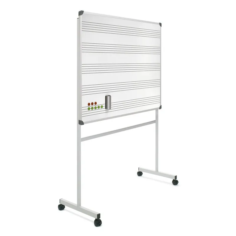 Pizarra de Pie WHITE Magnética – Soporte en «T» Acero Vitrificado – Pentagrama