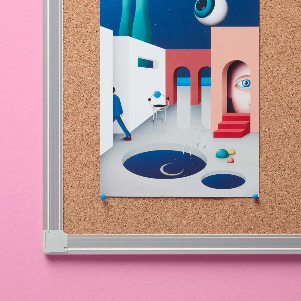 Tablero de anuncios BASIC Corcho Natural – Marco color Plata - Imagen 3