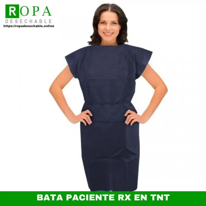 Bata paciente RX sanitaria en TNT de polipropileno sin mangas y con cintas.
